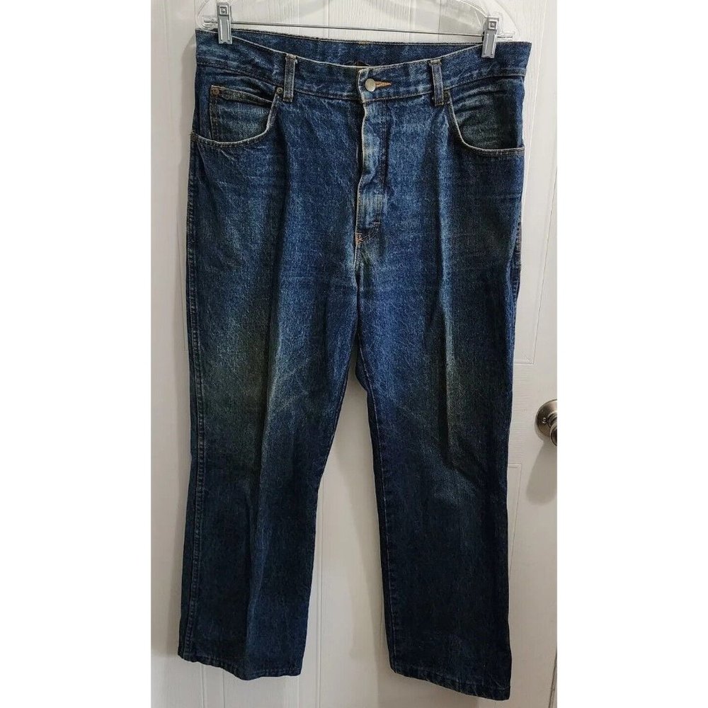 Vtg 80s Chaps Ralph Lauren Men's Blue Denim Jeans Distressed Size 36x34‎ (34x29)